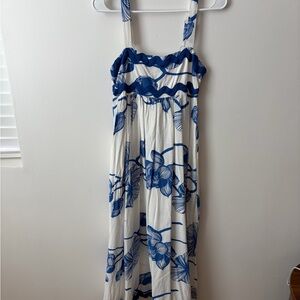 Blue and White Floral Maxi Dress